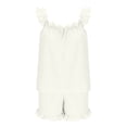 thumbnail image 5 of Helii Women's 2 Piece Pajama Set Cute Ruffle Trim Sleeveless Tank Top and Shorts Soft Lightweight Breathable Sleepwear Loungewear Shorts Set for Summer Sleeping Casual Lounge Solid Color, 5 of 8