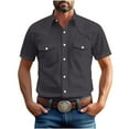 thumbnail image 3 of TAGOLD Mens Summer Short Sleeve Turndown collar Blouse & Shirt Solid Color Pocket Button Top, 3 of 5