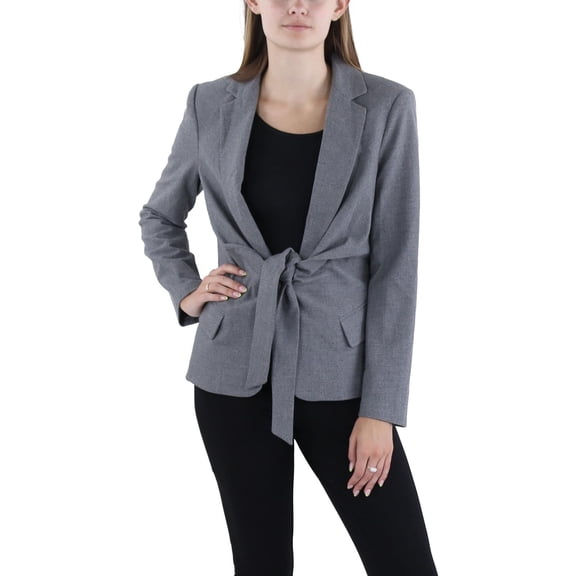 Donna Karan womens  Tie-Front Wrap Blazer, 0, Grey