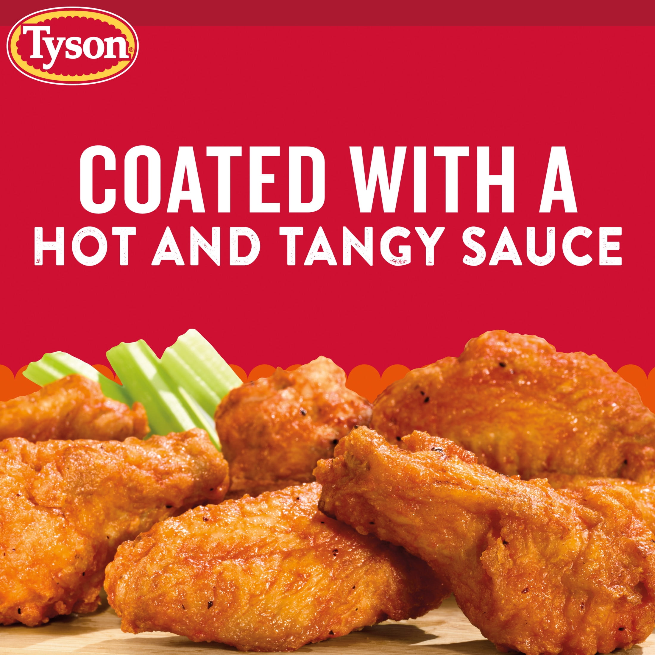 Tyson Any'tizers Buffalo Style Hot Wings Bone-in Wings, 22 oz (Frozen, Fully Cooked)