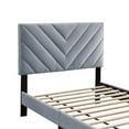 thumbnail image 3 of Lilian Twin Size Bed, Tufted Gray Velvet Upholstery, Chevron Stitch, 3 of 6