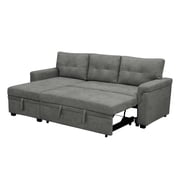 Laura Gray Velvet Sleeper Sectional Sofa Bed with Reversible Chaise