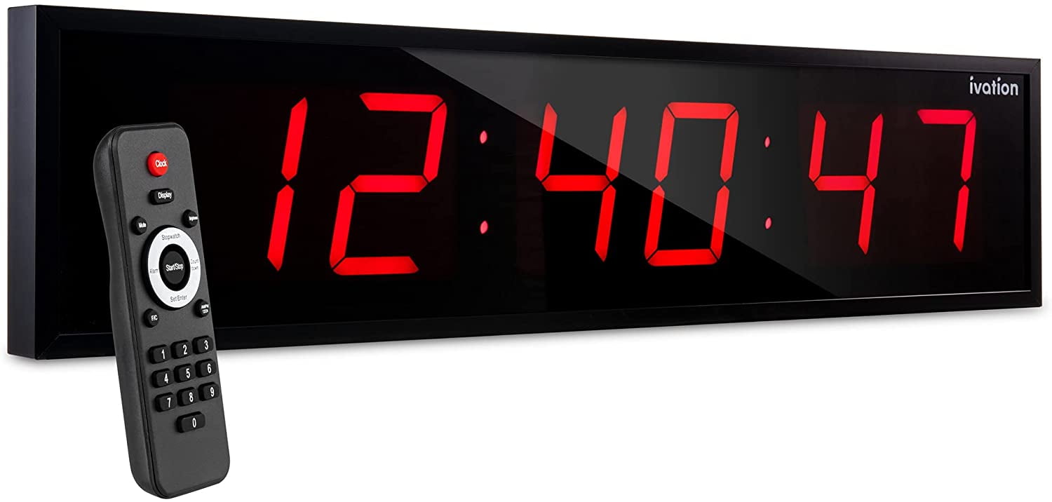 Ivation Digital LED Display Clock with Stopwatch, Alarms, Timer & Temp