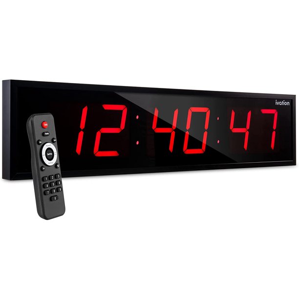 Ivation Digital LED Display Clock with Stopwatch, Alarms, Timer & Temp