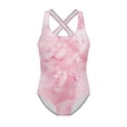 thumbnail image 4 of Uorisanigo Little Girls Swimsuits One Piece Pink Marble Print Sport Halter Swimwear Polyester and Spandex Fabric Pool Party Beach Bathing Suit, Size 13-14, 4 of 7