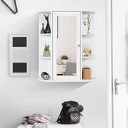 Tangkula Bathroom Medicine Cabinet with Mirror, Wall Mounted Bathroom Storage Cabinet w/Mirror Door & Mirror Cabinet, Bathroom Wall Cabinet with Mirror (White)