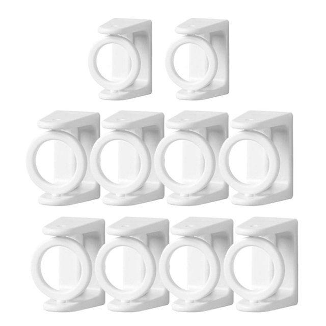 10 piezas de soporte para barra de cortina, ganchos de sujeción autoadhesivos, soporte para riel de ropa, anillo triangular de rotación de 360 grados, ganchos ajustables