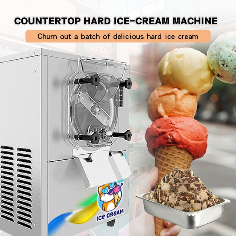 Kolice Commercial Tabletop Hard Ice Cream Machine, Countertop Gelato Italian Water Ice Hard Ice Cream Maker - Cylinder:4.5L, Size: 435*490*650mm(17.13