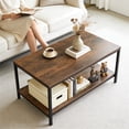 thumbnail image 6 of SuperDeal 2-Tier Compact Coffee Table Industrial Cocktail Desk W/ Storage Shelf for Small Apartment Living Room, Rustic Brown, 6 of 9