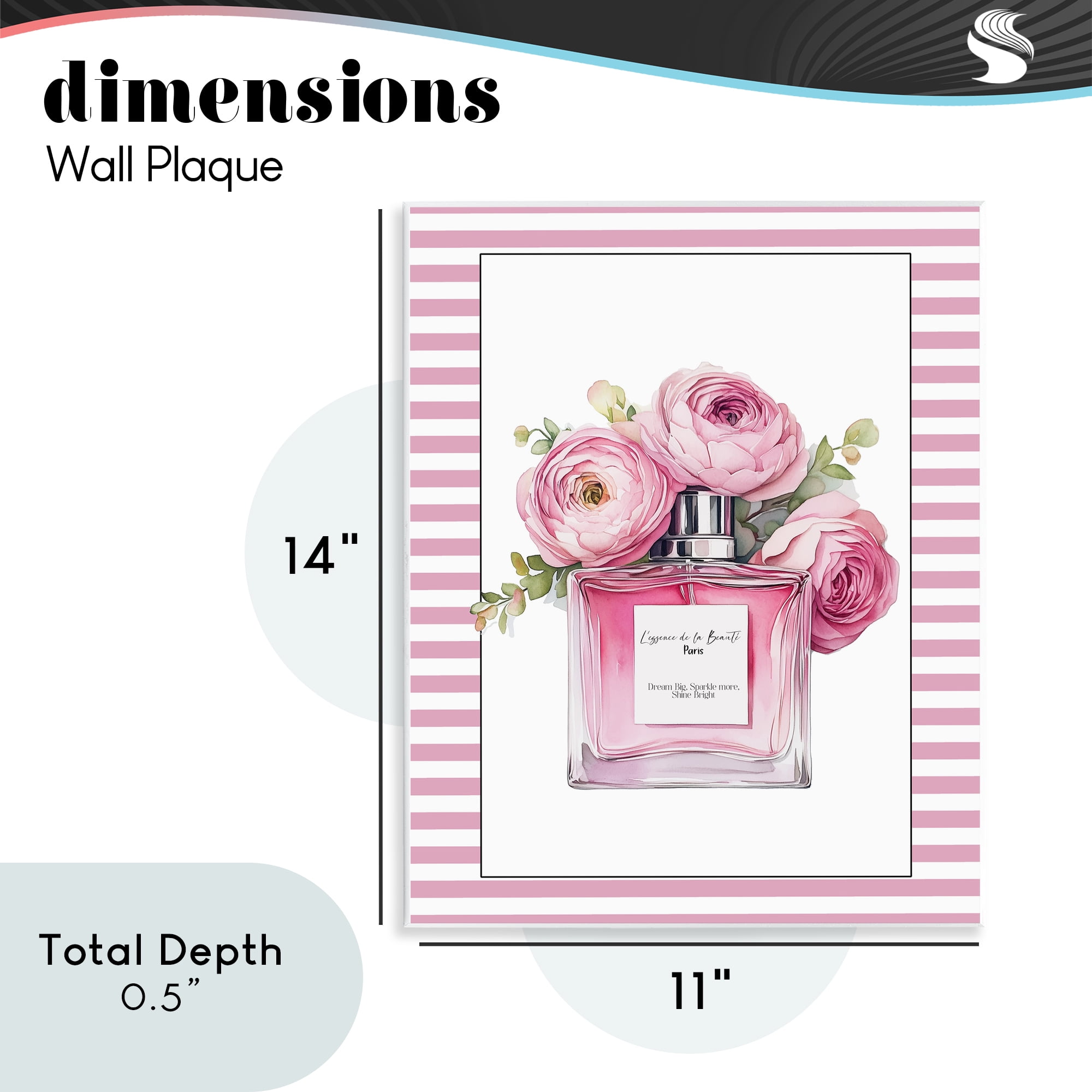 Rosy Pink Perfume Bouquet Wall Plaque Art, design by Christine Simpson Art