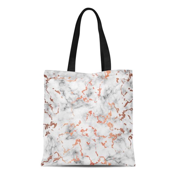 SIDONKU Canvas Tote Bag Marble Copper Splatter Spots Black and White Marbling Modern Reusable Shoulder Grocery Shopping Bags Handbag