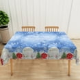 thumbnail image 3 of Nanqianyi Blue Christmas Tablecloth 60x84 Inches, Winter Snowman XMAS Trees Pattern Waterproof Table Cloth For Christmas Dining Decor, 3 of 11