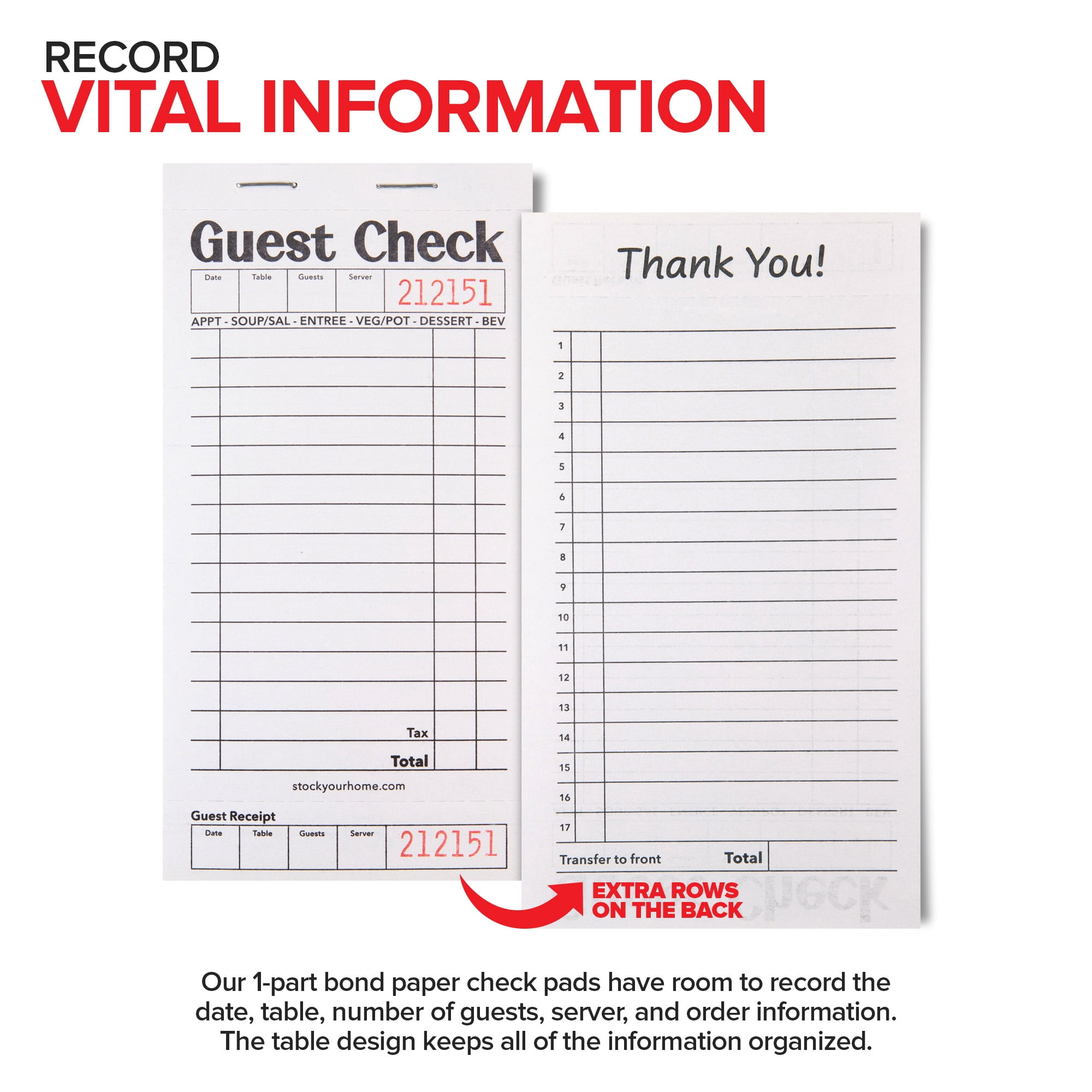 Stock Your Home Black and White Guest Check Books for Servers, 160 Pack – Server Note Pads, Waiter Checkbooks, Food Receipt Books, Restaurant Order Pads, Paper Checks, 1000 Tickets
