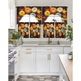 thumbnail image 4 of Orange Pumpkins Swag Curtains for Living Room/Bedroom Windows, Maple Leaf Wooden Vintage Farmhouse Kitchen Curtains and Valances Set 36 Inch Length, Light Filtering Swags Valance Curtain Panels, 4 of 5
