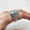 thumbnail image 5 of Blue Copper Turquoise Mans Ring, Natural Copper Turquoise Ring, Silver Jewelry, 925 Silver Ring, Birthday Gift, Heavy Mens Ring, Arabic Design, Ottoman Style Ring, Christmas, Turkey Mens Signet Ring, 5 of 7