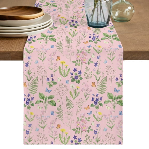 Table Runners 72 Inches Long Dress Scarves, Pink Wheat Ears Flowers Farmhouse Kitchen/Dining Table Decor Table Runner, Coffee Tablerunners, Farmhouse Countryside Floral 13x72 Inch