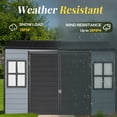 thumbnail image 4 of 8x4 FT Resin Storage Shed with Floor Included, Outdoor Plastic Sheds & Outdoor Storage Clearance with 2 Windows and Lockable Door, Backyard Storage Shed for Garden Tools, Bike, Black+Grey, 4 of 8