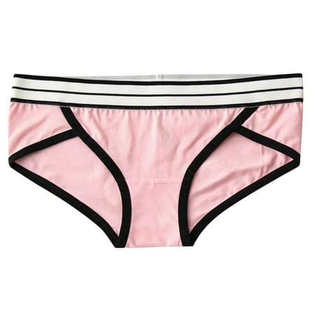 

WZHKSN Female Striped Panties Pink Transparent Briefs 1-Pack