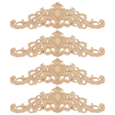 

4pcs Wood Carved Applique Wooden Carved Onlay Ornament for Furniture Door