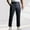 Navy, variant on Mens Dressy Casual Button Pant Business Work Pants with Pockets Stretch Plain Regular Fit Straight Leg Trousers Black L