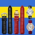 thumbnail image 2 of Correa de reloj de cuero genuino para Cartier Blue Balloon para hombres y mujeres, correa de reloj CONVEX con pasador o hebilla de mariposa, negra y roja, 16, 18, 20 y 22 mm, 2 of 5