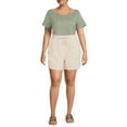 thumbnail image 4 of Terra & Sky Women's Plus Size Pull-On Drawstring Linen Shorts, 4 of 5