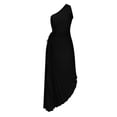 thumbnail image 4 of Dolkfu Cowl Neck Summer&Fall dresses for Women Black Sleeveless Irregular High Low Hem Maxi Fit & Flare Dresses Casual Solid Black,S, 4 of 6
