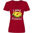 thumbnail image 3 of Inktastic I Love Hawaii Hibiscus Flowers Women's V-Neck T-Shirt, 3 of 5