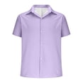 thumbnail image 5 of Ecqkame Men's Button Down Shirt Short Sleeve Turndown Solid Color Casual Breathable Tops Summer Business Dress Shirt Purple XXXXL, 5 of 6