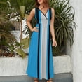 thumbnail image 4 of Light Blue Black & Gray Vertical Power Stripe Sleeveless Dress evening dresses ladies Long dresses, 4 of 6