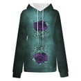 thumbnail image 4 of VEKDONE Womens Hoodie Sweatshirts 2025 Clearance Sale Flower Graphic Loose Fit Blouse with Pockets Fall Long Sleeve Drawstring Hooded Pullover Top Light Blue L, 4 of 5