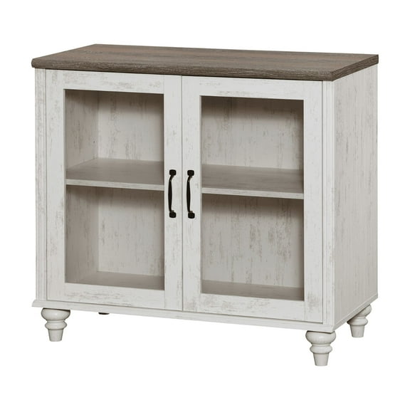 Nightstand for Bedroom with Glass Doors, Mid-Century Modern Wooden Closet Storage Organizer, Placing It in the room Has a Great Decorative Effect, Rustic White