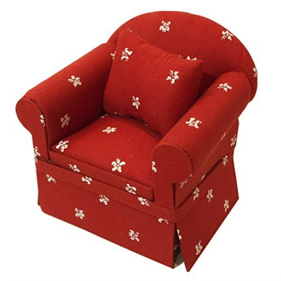 Inusitus Miniature Dollhouse Sofa Arm Chair Dolls House Furniture Couch White with Red Pattern 112 Scale Red White Stars