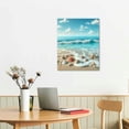 thumbnail image 3 of PIKWEEK Beach Wall Art Bathroom Paintings Decor Seashell Starfish Nature Canvas Pictures Blue Ocean Theme Decorations Posters Contemporary Nautical for Bedroom 12*16inch/16*20inch, 3 of 5