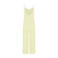 thumbnail image 4 of QATAINLAV Vacation Sale Jumpsuits for Women Loose Sleeveless Spaghetti Strap Romper Ribbed Knit Wide Leg Overalls Solid Color One Piece Jumper Pants with Pockets Khaki XL, 4 of 7