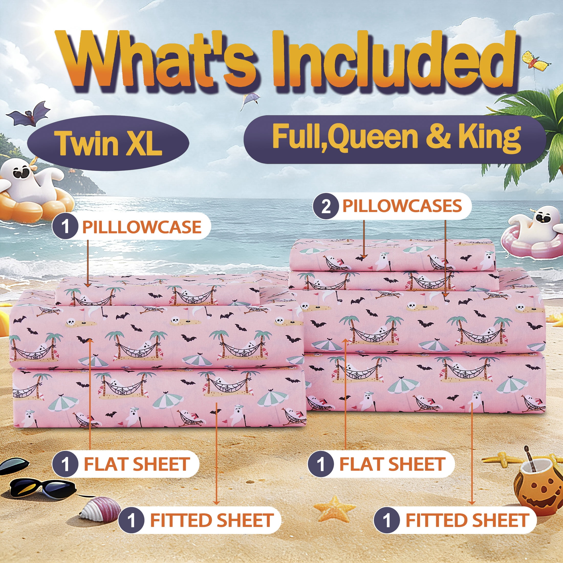Summerween Soft Microfiber Sheet Set, Ghost Retirement, Queen