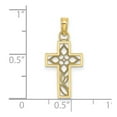 thumbnail image 2 of 10k Solid Yellow Gold Flower In Religious Faith Cross Charm 16.8mm Long Pendant Necklace for Women, 2 of 2