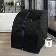 YeekTok 29.9" x 33.8" x 38.9" 65℃ Maximum Temperature Steam Sauna Box 4 Layers of Insulation Waterproof Fabric Black (Black Cloth Cover, Blue Edging)