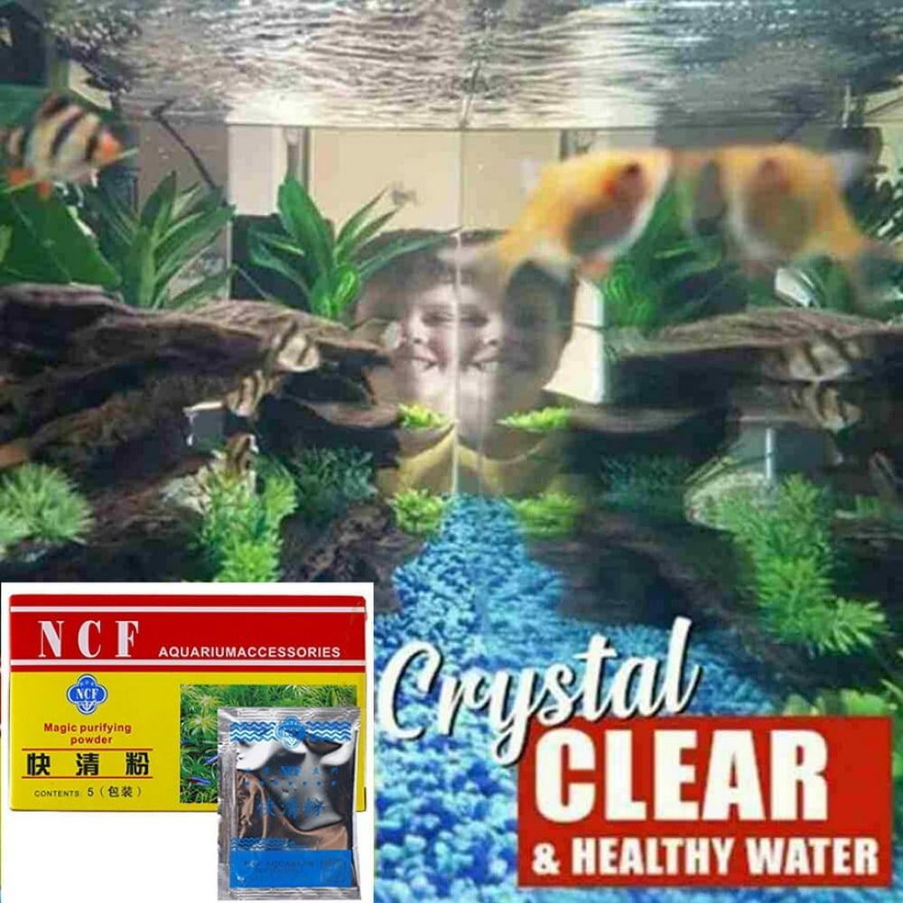 Aquarium Water Clarifier Fish Tank Water Purifying Powder for Freshwater and Saltwater 30g(5pcs)