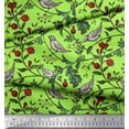 thumbnail image 3 of Soimoi Satin Silk Fabric Bird & Leaf Bird Print Fabric by the Yard 42 Inch Wide, 3 of 3