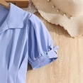 thumbnail image 6 of Girls Shirt Dress Light Blue Button Down Puff Sleeve Stretchy Wrinkle Resistant Casual School Summer Dress for Kids 7-13 Years,Size 10-11 T, 6 of 9