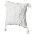 thumbnail image 2 of 16" Handwoven Cotton Throw Pillow Cover with White Tufted Patterns and Tassel Corners, 2 of 10