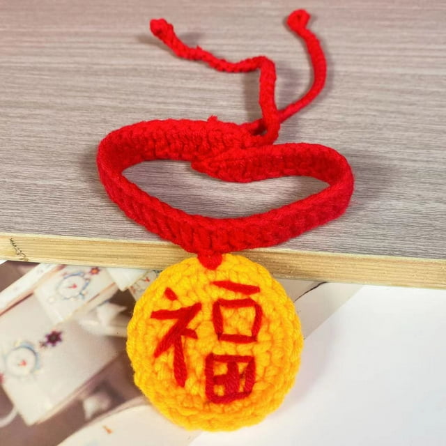 kurtrusly Cat collar, pet weaving collar, Chinese knot red rope