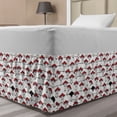 thumbnail image 1 of Mushroom Bed Skirt, Toadstool Mushrooms with Polka Dots on Lines Doodle Style Nature, Elastic Bedskirt Dust Ruffle Wrap Around for Bedding Decor, 4 Sizes, Vermilion White, by Ambesonne, 1 of 2