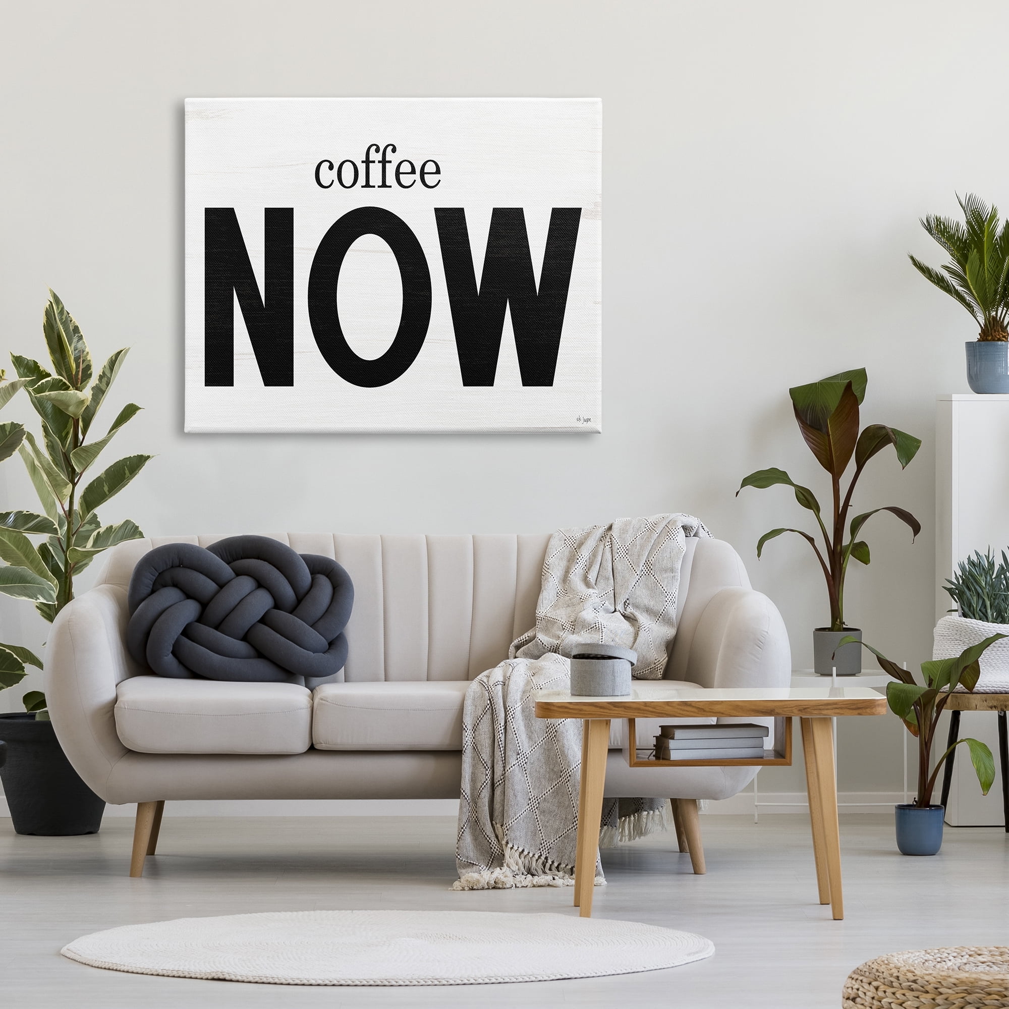 Stupell Industries Coffee Now Phrase Food & Beverage Painting Gallery Wrapped Canvas Print Wall Art, 48 x 36