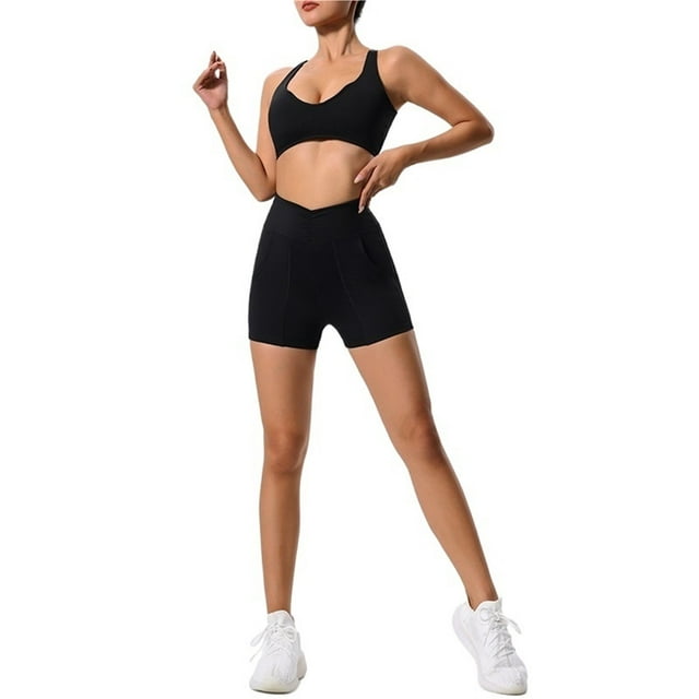 Conjunto de yoga ajustado de secado rápido for mujer, traje deportivo for correr con bolsillo, transpirable, de dos piezas, estilo nude