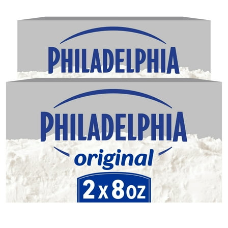 Philadelphia Cream Cheese, 2 Blocks, for Recipes and Baking, Original, No Artificial Preservatives, Flavors or Dye, 8 oz