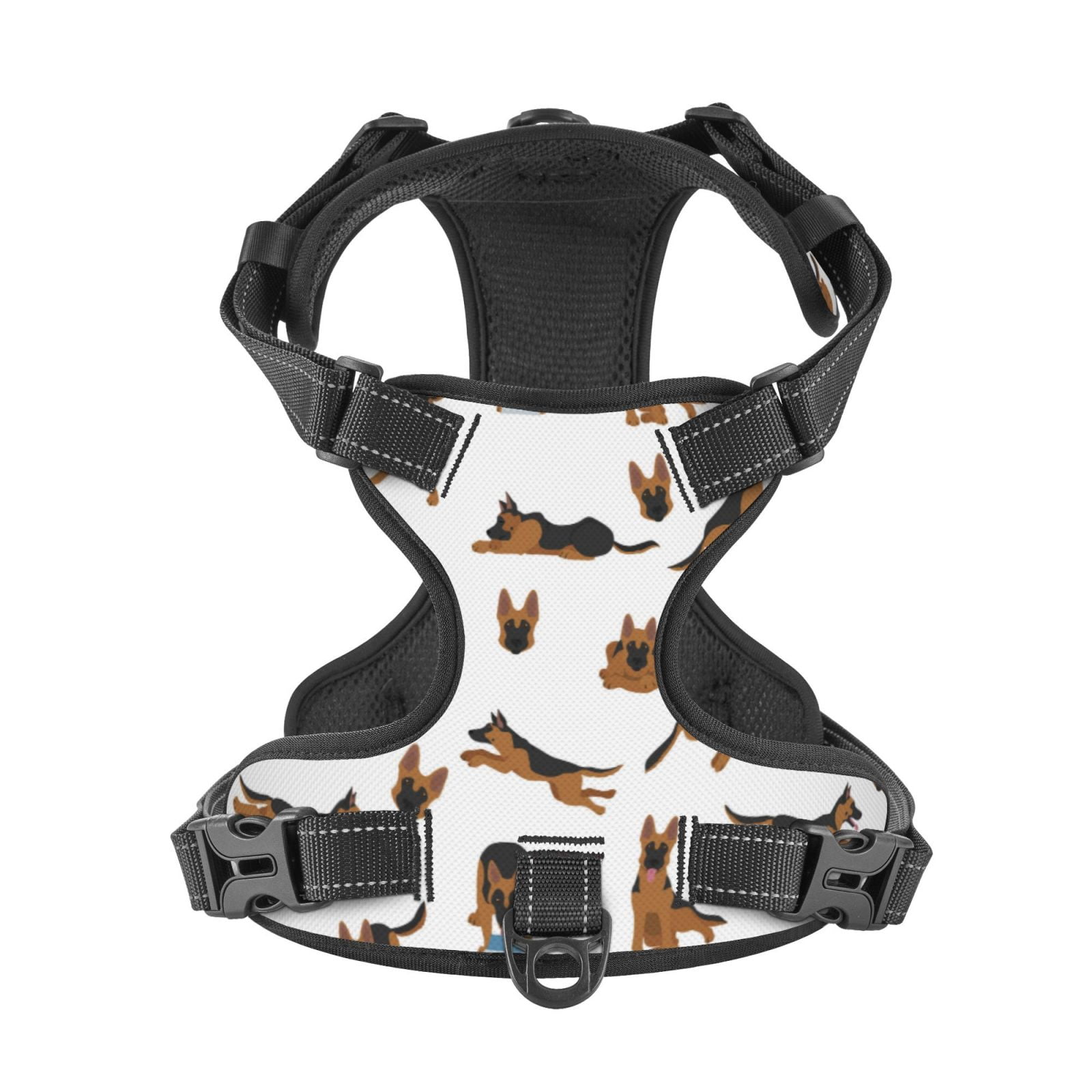 Kdxio German Shepherd Dog Print No Pull Dog Harness Adjustable Reflective Oxford Easy Control Medium Large Dog Harness for Training and Everyday-Medium