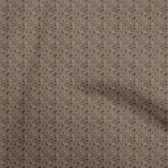 oneOone Viscose Jersey Brown Fabric Asian Paisley Diy Clothing Quilting Fabric Print Fabric By Yard 60 Inch Wide