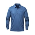thumbnail image 2 of Satankud Mens Golf Shirt Long Sleeve 3 Button Moisture Wicking Dry Fit Solid Casual Golf Polo Shirts for Men Dark Blue L, 2 of 8